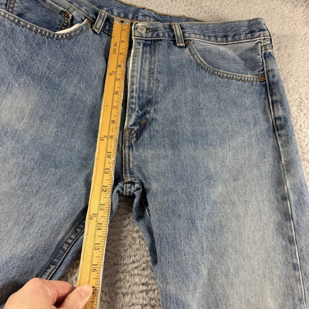 Levi 505 Jeans Mens 36x29 (Fits 36x28) Light Wash Faded Distress Leg Rip
